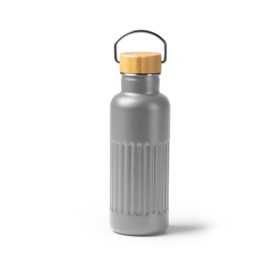 Botella Roly Nobuk Acero Inox Tapa Bambú 500ml Gris