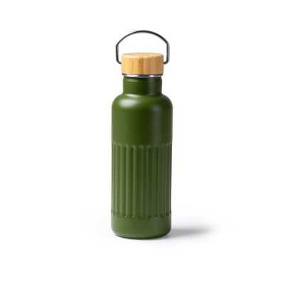 Botella Roly Nobuk Acero Inox Tapa Bambú 500ml Verde