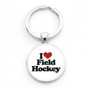 Llavero I Love Field Hockey Blanco-Rojo Corazoncito