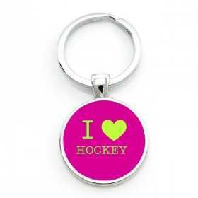 Llavero I Love Hockey Rosa-Verde
