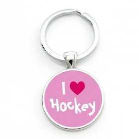 Llavero I Love Hockey Rosa-Rojo