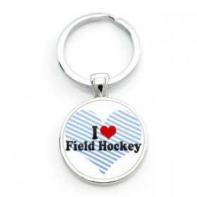 Llavero I Love Field Hockey Blanco-Azul-Rojo