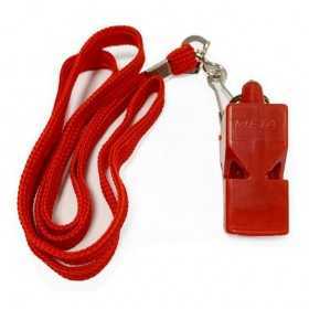 Silbato Clasico Plastico Con Cordon Rojo
