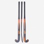 Stick de hockey hierba Kookaburra Apollo Negro visto por ambas caras y de canto en vertical.