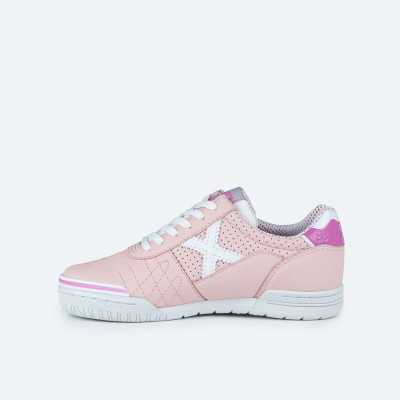 Zapatillas Hockey Sala Munich G3 Kid Profit 409 rosas, foto lateral izquierdo.